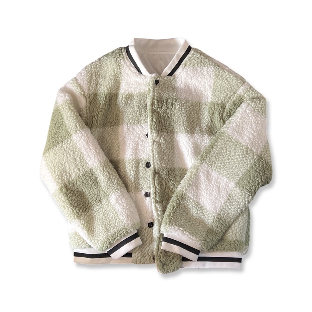 Men Buffalo Plaid Print Teddy Bomber Jacket